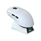 Игровая безповодная мышка Ajazz AJ159 APEX White + Док-станция с экраном, сесссор PAW3950, (2,4\Bluetooth\USB), 42000 DPI, 8к Ггц