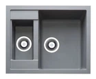 Кухонная мойка Adamant DUPLEX серая 610x495x200 мм, с дополнительной чашей 61 см