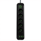 Сетевой фильтр удлинитель черный 5 розеток 3хUSB-A 1xUSB-C 3 метра переноска с юсб портами разветвитель питания электрическая сетевая колодка с выключателем для дома офиса зарядки смартфона техники