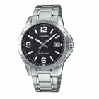 Чоловічий годинник Casio MTP-V004D-1B2 з чорним циферблатом