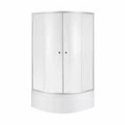 Lidz Latwa SC90x90.SAT.HIGH.FR Душевая кабина полукруглая, стекло Frost 4 мм + Lidz Душевой поддон KAPIELKA ST90x90x41, с панелью