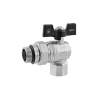 Кран кульовий кутовий американка Kroner 3/4" ВН, латунний, PN40, метелик, нікельований, з антипротіканням