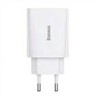 Мережевий зарядний пристрій Baseus 20W USB Type-C білий 88x43x26 мм для швидкого заряджання мобільних пристроїв.