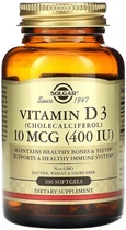 Вітамін D3 Solgar Vitamin D3 400 МО 100 капсул (33984033207)