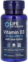 Вітамін D3 з йодом Life Extension Vitamin D3 with Sea-Iodine 5000 МО 60 капсул (737870175865)
