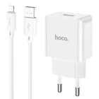 Мережевий зарядний пристрій з кабелем HOCO C106A Leisure single port charger set(iP) 10.5W White
