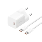 Мережевий зарядний пристрій з кабелем Baseus GaN5 Fast Charger(mini) 1C 30W EU Moon White(With: Fast Charging Data Cable Type-C)