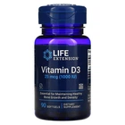 Вітамін D-3, Vitamin D3, Life Extension, 1000 МО, 90 гелевих капсул (LEX-17539)