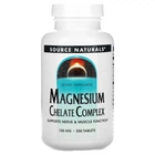Магній хелат, Magnesium Chelate, Source Naturals, 100 мг, 250 таб. (SNS-00318)
