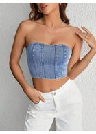 Топ джинсовый SHEIN XL Синий sz2311118931851838