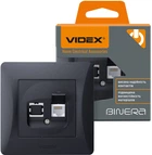 Розетка компьютерная VIDEX Binera CAT6 Черный графит (VF-BNSK1PC6-BG)