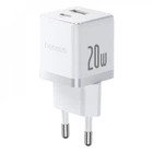 МЗП Baseus Palm Fast Charger Type-C+USB 20W (With Cable Type-C to Type-C 60W 1m) white