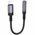 Переходник Borofone BV24 Lightning на AUX 3.5mm 15см серый алюминиевый сплав текстиль