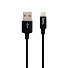 Кабель USB Lightning 1м Hoco X14 Times Speed чорний конектор USB male Lightning металеві обплетення текстильна