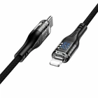 Кабель USB Type-C to Lightning 20W 1.2м чорний Hoco U115 Transparent для швидкого заряджання Apple пристроїв