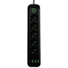 Сетевой фильтр удлинитель 5 розеток 3 USB-A 1 USB-C 3 метра черный для дома и офиса HP-5-42