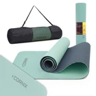 Килимок спортивний Cornix TPE 183 x 61 x 0.6 см для йоги та фітнесу XR-0492 Mint/Navy Blue