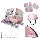 Комплект роликів для початківців із захистом та шоломом Scale Sports Pastel Pink LF 605, розмір 34-38