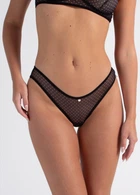 Труси жіночі бразиліана із сітки в горошок Giulia Glam 2239/40 M Black-black dots
