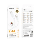 Кабель BOROFONE BX115 USB to Micro-USB 2.4A, 1 м, силиконовый, быстрая зарядка и синхронизация, белый