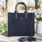 Большая женская замшевая сумка Зара, сумочка из натуральной замши Zara