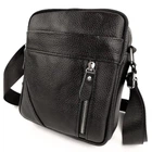 Мужская кожаная сумка через плечо Tiding Bag M38-10131A 18×21×7 черная — компактный мессенджер для документов и телефона