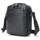 Чоловіча шкіряна сумка через плече Tiding Bag 711511 23×26×8 чорна — місткий месенджер з кишенями для документів і телефону