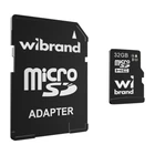 Карта памяти Wibrand MicroSDHC 32gb UHS-1 10 Class & Adapter Черный