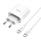 Мережевий зарядний пристрій Hoco C80A 20W PD QC3.0 USB + USB-C кабель Type-C to Lightning (1м) — White (741425)