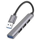 USB-хаб HOCO HB26 4 in 1 adapter(USB to USB3.0+USB2.0*3) Metal Gray