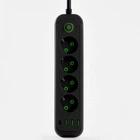 Сетевой фильтр-удлинитель на 4 розетки и 3 USB A + 1 Type-C на 3 метра черный