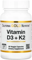Вітамін D3 з K2 California Gold Nutrition Vitamin D3 + K2 60 капсул