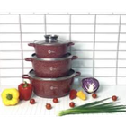 Набір котлів Higher Kitchen HK-325i з антипригарним покриттям набір круглих каструль з кришками, Червоний (REDHK325-AV)