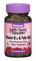 Вітамін B-12 та фолієва кислота Bluebonnet Nutrition (Vitamin B12 and Folic Acid) 90 жувальних таблеток зі смаком малини BLB00434