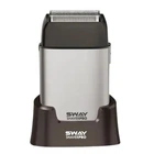 Професійний шейвер для гоління Sway Shaver Pro Silver з подвійною плаваючою сіткою, вбудованим тримером, ножами з легованої сталі, роторним мотором 8000 об/хв, Li-ion акумулятором, акумуляторно-мережевий, сріблястий