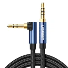 Кабель AUX Ugreen AV112 Г-образный 3.5mm - 3.5mm металлический корпус с золотым покрытием и оплеткой 1m Blue (60179)