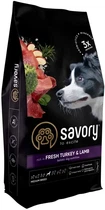 Сухий корм для собак середніх порід Savory зі свіжим м'ясом індички та ягняти