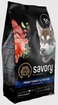Сухой корм Savory со свежим мясом индейки и курицы для щенков крупных пород