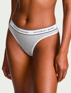 Трусики стрінги лого-резинка вікторія сікрет victoria's secret Сірі Logo Cotton Thong Panty S