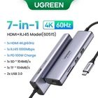 Концентратор USB 3.0 UGREEN CM512 USB Type-C 4K 60Hz 7 in 1 Grey (60515)