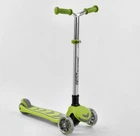 Самокат трехколесный Y-00436 (4) Best Scooter, САЛАТОВЫЙ, складной алюминиевый руль, 4 колеса PU со светом, d=12 см