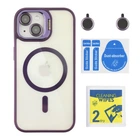 Чохол TPU+PC+Metal Stand Case with MagSafe and Camera Lenses для iPhone 15 Dark Purple