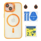Чохол TPU+PC+Metal Stand Case with MagSafe and Camera Lenses для iPhone 15 Orange