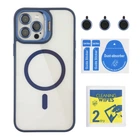 Чехол TPU+PC+Metal Stand Case with MagSafe and Camera Lenses для iPhone 12 Pro Max Dark Blue