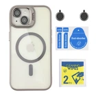 Чохол TPU+PC+Metal Stand Case з MagSafe and Camera Lenses для iPhone 15 Grey