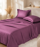 Постільна білизна страйп-сатин марсала 100% бавовна сімейна 2 шт 150х220 см з наволочками 70х70 MLS
