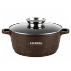 Кастрюля-котел круглая Zauberg 6.5 л Ø 29 см с покрытием под мрамор и крышкой Коричневая
