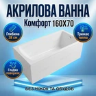 Акрилова ванна Insana Milas 160x70 см для дому готелю ванни глибина 38см пристінна без ніжок та обудови