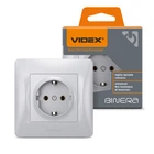 Розетка одинарна із заземленням срібний шовк VIDEX BINERA VF-BNSK1G-SS