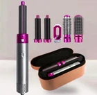 Стайлер Hot Air Styler 5в1 для укладання волосся, 1000 Вт, 5 насадок, з кейсом, для випрямлення та завивки волосся, сірий з рожевим